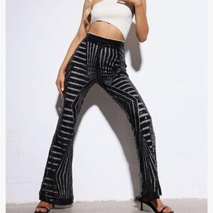 Black sequence pants - high waisted flare